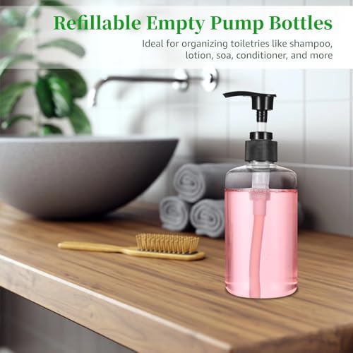 30 PCS Empty Lotion Bottles with Pump, 8 oz/250 ml, Clear | Refillable Plastic Design, Portable Travel Use, For Shampoo, Conditioner, Cream, Liquid Soap And Hand Dish Soap - color: Clear
