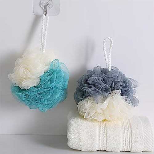 SEVENHEAD Bath Sponge Shower Loofahs, 4 Color, 50g/Piece, Mesh Pouf Bath Scrunchies Body Wash Puff(Set of 4) - style: Multicolor
