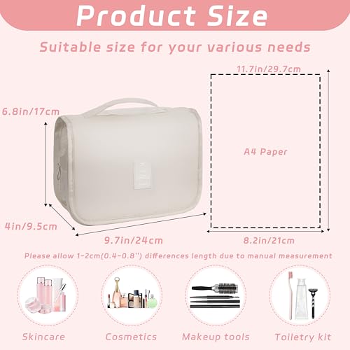 Toiletry Bag Travel Bag with Hanging Hook, Waterproof Capacity Hanging Multifunctional Makeup Bag for Toiletries, Portable Cosmetic Bag Travel Organizer for Women and Men(Beige) - color: A3-Beige