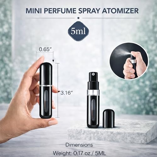 4 Pcs Refillable Perfume Atomizer, Travel Perfume Bottle Refillable and Leak-Proof, Portable Empty Cologne Atomizer, Mini Refillable Perfume Bottle for Pocket, Easy to Refill Decant Sprayer (5 ml) - size: 5 ml