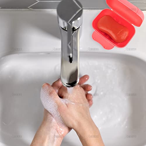 AUEAR, 4 Pack Candy Color Portable Soap Box Holder Plastic Case Travel Dish Container with Lid for Home Bathroom Hiking Outdoor (Large) - color: 4.7", size: 4 Pack