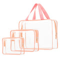 3pcs Clear Cosmetic Bags, TSA Approved Toiletry Bag Set Crystal Clear Travel Beach Essentials Bag Organization PVC, Clear Makeup Bags Luggage Pouch Carry on Airport Airline Compliant Bag Women Men - color: 3pcs Light Pink-1 large, 1 medium, 1 small