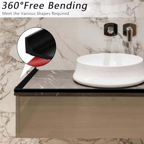 78 Inch Shower Threshold Water Dam, Silicone Barrier Shower Door Bottom Seal Strip, Self Adhesive Waterproof Barrier, for Kitchen Countertop Sink, Cooktop, Bathroom (Black) - color: Black, style: 78in