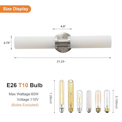 Wall Sconces Set of Two,Brushed Nickel Bathroom Sconces Wall Lighting with White Glass, Modern Sconces Wall Decor Set of 2 Wall Light fixtures for Bathroom Mirror Living Room Hallway Bedroom Wall Lamp - color: brushed nickel white