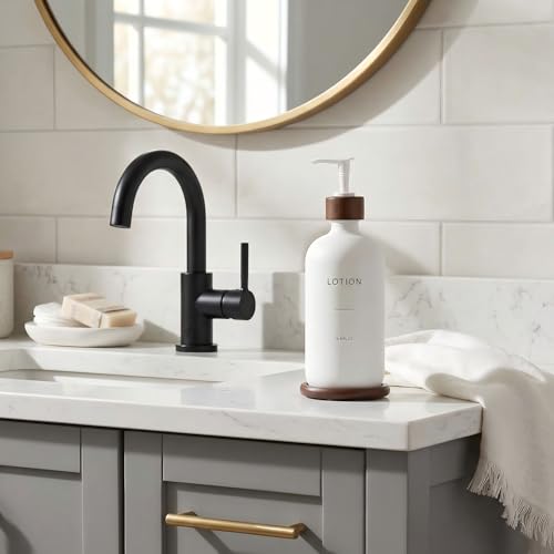 Soap Dispenser Bathroom, Refillable Lotion Dispenser with Tray, Glass Lotion Bottle with Pump, Suitable for Bathroom Countertop Soap Dispensers, Modern Home Decor. (White) - color: White L*1