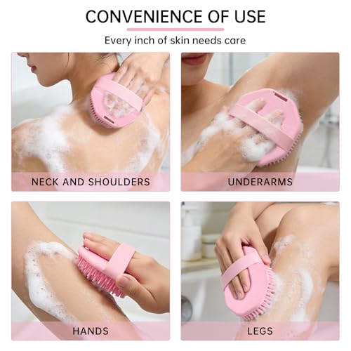 2Pcs Silicone Body Scrubber,Food-Grade Scrubbies for Body Gentle Exfoliation Anti Slip Grip,Silicone Loofah Silicones Shower Scrubber Silicones Body Brush,Shower Brush Suitable for All Skin Types