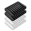 4-Pack Self Draining Soap Dish for Shower Bathroom Waterfall Silicone Soap Saver Tray Sponge Holder for Kitchen Sink Non-Slip Easy Clean (Black and White) - color: Black and White
