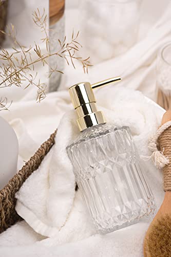 EMPO Clear Glass Soap Dispenser with ABS Plastic Pump, Crystal Lotion Dispensers for Kitchen Sink, Bathroom (2Pack Clear) - color: 2pack Clear