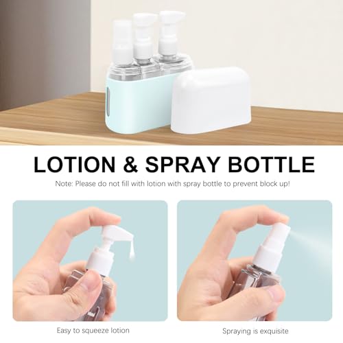 Skycase Travel Bottles - Leak Proof Refillable Tsa Approved Travel Size Toiletries, 3 in 1 Liquid Bottles Containers with Labels and Funnel Airplane Accessories Kits for Lotion Liquid (Blue) - color: Blue, size: 3 in 1