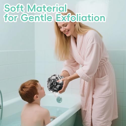 Loofah 4 Pack 75g Extra Large Loofa Set Soft Bath Sponge Thick Body Wash Puffs for Shower (Black) - color: 02-black