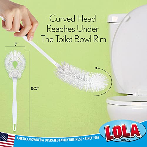LOLA Toilet Bowl Brush w/Curved Head, 3 Pack, Coated Wire, Durable Poly Bristles, Reaches Under Toilet Bowl Rim - size: 3 Pack, style: Loop Style Bowl Brush