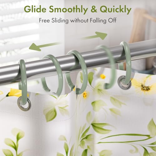 Amazer Plastic Shower Curtain Rings, 24 Pcs Shower Curtain Hooks, O Shape Sage Green Shower Curtain Hooks Rings, Easy to Snap Closure, Shower Hooks for Shower Curtain and Liner Bathroom - color: Sage Green, size: 24 Pack