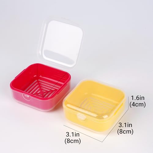 Adorila Small Travel Soap Case with Removable Drain Tray, 2 Pack | Shampoo Conditioner Bar Holder, Shatterproof PP Plastic, Hot Pink+Bright Yellow - color: Hot Pink+bright Yellow