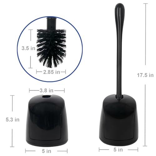 CELOX Toilet Bowl Brush and Holder, Compact Toilet Brush with Breathable Ventilation Stand Base, Bathroom Cleaning Kit, Black, 2 Set - color: Black