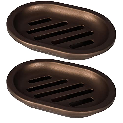 Topsky 2 Pcs Soap Dish for Shower, Double Layer Draining Soap Box with Drip Tray, Plastic - Bronze - color: Bronze