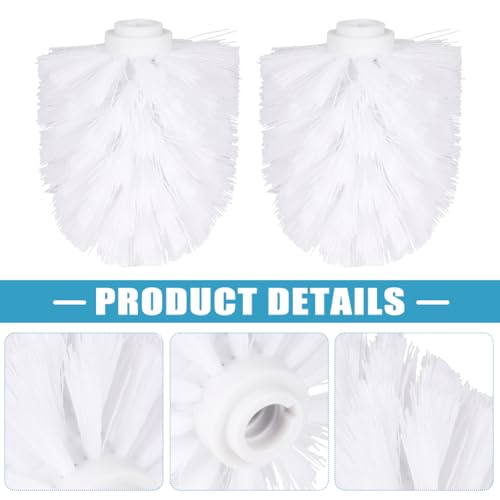 EKDJKK 2PCS Toilet Bowl Brush Replacement Head, Toilet Brush Head Replacement with Durable Stiff Bristles, Cleaning Tool for Home Hotel Bathroom (White) - color: White