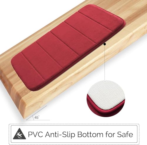 Bathroom Rugs Sets 3 Piece Memory Foam Bath Mat, Soft Shower Mat for Bath,Water Absorb,Machine Washable Bath Rugs with Non-Slip,Red - color: Red