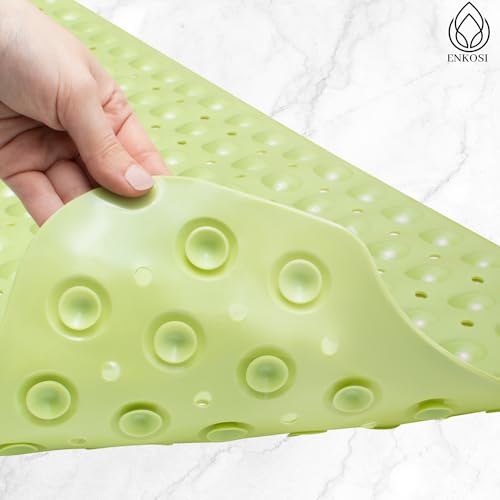 ENKOSI Bath Mat - Large Non Slip Bathtub & Shower Mat - Extra Long 40 x 16 Inch Bathroom Mats for Tub Nonslip Anti Slip Bathmats (40x16 Green) - color: Green