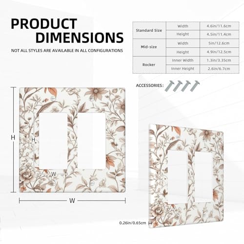 Light Switch Cover Plate Boho Floral Beige Flower And Leaf Botanical 2 Gang Double Rocker Outlet Covers Decorative Switch plates Electrical Wall Plates GFCI for Bathroom Bedroom Decor - color: Boho Floral Beige Flower And Leaf Botanical, size: 2 Gang Doub