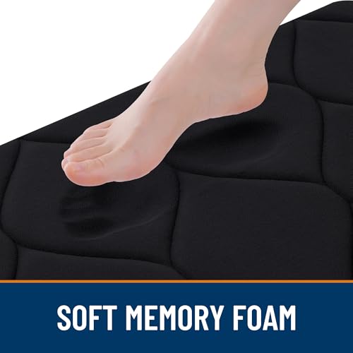 Smiry Memory Foam Bath Mat 36''x24'', Ultra Soft Non-Slip Bathroom Rug, Plush Water Absorbent Quick Dry and Machine Washable Floor Mat for Shower, Tub & Home Decor, Black - color: Black, size: 36''x24''