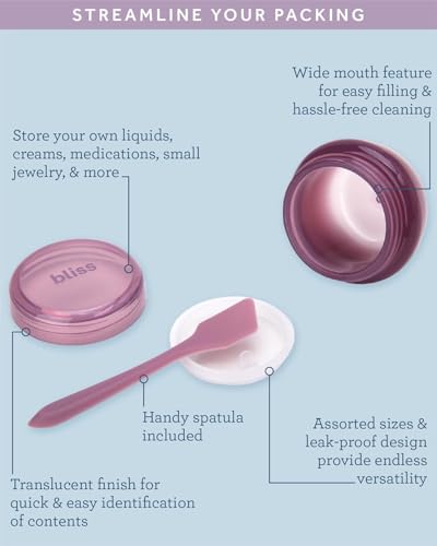 Bliss Travel Bottles Set - 10PC TSA Approved Leak Proof Refillable Travel Size Toiletries Containers for Shampoo Conditioner Lotion & Skincare, Size One Size, Mauve - color: Mauve