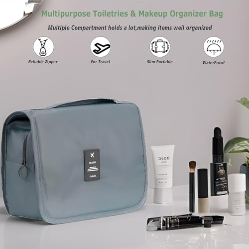 L&FY Hanging Travel Toiletry Bag Women's Cosmetic Organizer Makeup Pouch Men's Dopp Kits With Handle (Grey For Man) - color: Grey For Men, size: Compact Size