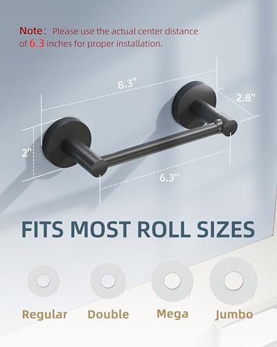 RUACQ Bathroom Toilet Paper Holder, Double Post Pivoting Wall Mounted Toilet Paper Holders, Stainless Steel and Zinc Alloy Bathroom Tissue Holder(Matte Black) - color: Matte Black, size: Wall Mounted
