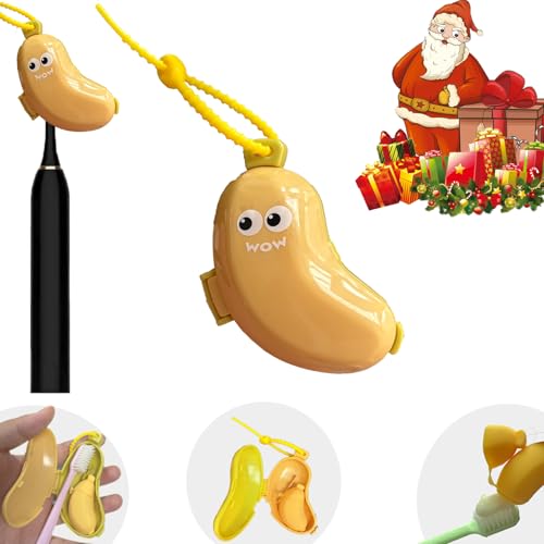 2-in-1 Travel toothbrush holder-Toothbrush covers with Toothpaste case,Portable Reusable Organizer with Banana smile-cute toothbrush cap for Electric&Manual Toothbrush,Ideal for Home&Travel(Yellow) - color: YE