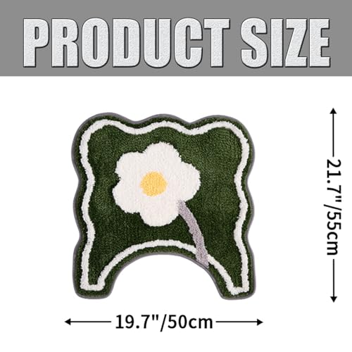 PTAEXCEL Toilet Rug U-Shaped, Floral Green Non-Slip Bath Mat Soft Plush Contour Bathroom Rug, Absorbent Microfiber Machine Washable for Toilet Base, 22 x 20 Inches Green - color: Green 22x20"