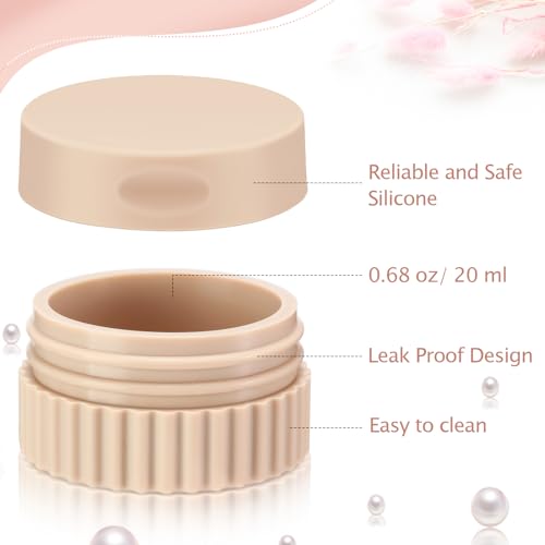Maxcheck 4 Pcs Travel Containers for Toiletries 0.68 Oz/20 ml Small Silicone Cream Jar with Lid Mini Leakproof Lotion Jar Refillable Travel Cosmetic Container for Face Body Skin Cream (Classic Color) - color: Classic Color