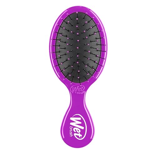 Wet Brush Mini Detangler Hair Brush, Pink - Detangling Travel Hair Brush - Ultra-Soft IntelliFlex Bristles Glide Through Tangles with Ease - Pain-Free - All Hair Types - color: Purple, size: 1 Count (Pack of 1)