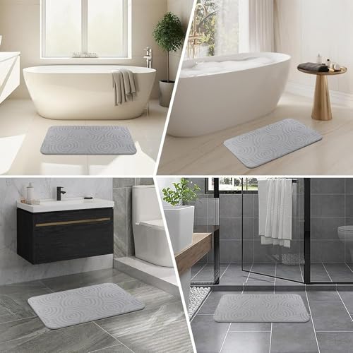 2 Pack Stone Bath Mat Diatomaceous Earth Shower Mat Non-Slip Super Absorbent Quick Drying Diatomite Stone Mats for Bathroom Floor Kitchen (Light Grey, 24x15) - color: Light Grey Circle