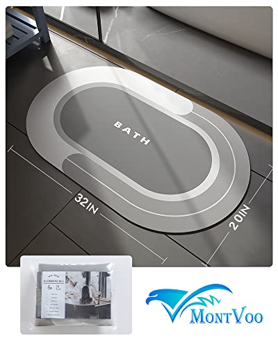 MontVoo Bath Mat - Non Slip, Quick Dry, Stain Resistant Bath Mat Rug for Bathroom Floor - Easy Care Shower Rug for Outside Bathtub - 20"x32" Grey - color: Grey, size: 20"x32"