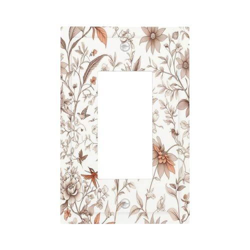 Light Switch Cover Plate Boho Floral Beige Flower And Leaf Botanical 1 Gang Outlet Covers Single Rocker Decorative Switch plates Electrical Wall Plates GFCI Receptacle for Bathroom Bedroom Decor - color: Boho Floral Beige Flower And Leaf Botanical, size:
