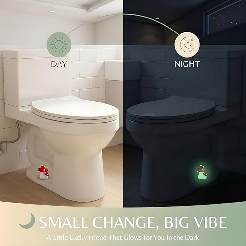Glow in The Dark Mushroom Toilet Bolt Covers Decorative, Tool-Free Install | PLA Material, Bolt Hole 0.94'',Covers Floor Bolts Screw Caps, with Plastic Backup Floor Bolt Caps & Washers, 2 Pack - style: Red Mushroom
