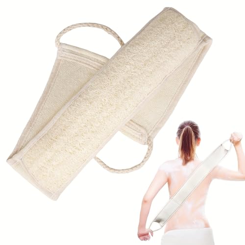 Natural Loofah Back Scrubber for Bath Shower, Deeply Exfoliating | Body Scrubber, Back Scrub Strap for Men and Women, Biodegradable, Bath Sponge to Exfoliate, Invigorate Your Skin