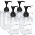 Clear Soap Dispenser with Waterproof Labels, Thickened Plastic Hand Soap Dispenser for Bathroom, Kitchen Dish Washing Liquid Bottles, Shampoo and Conditioner Bottles with Funnel (15oz 4Pack Clear) - color: 15oz 4pack Clear