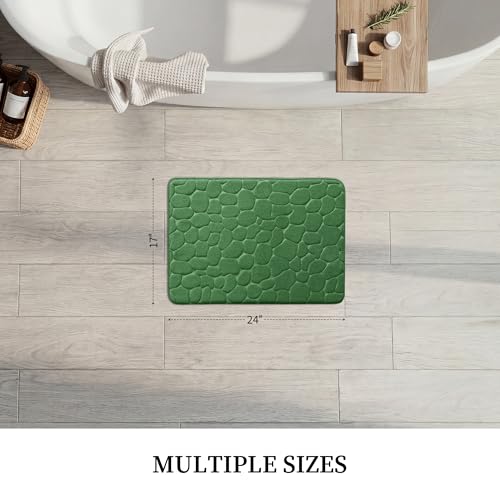 YIHOUSE Memory Foam Bath Mat Cobblestone Bathroom Rugs Super Water Absorbent Bath Mats for Bathroom Machine Washable Bath Rugs(17 x 24,Green) - color: Grass Green Single, size: 1'5" x 2' (Rectangular)