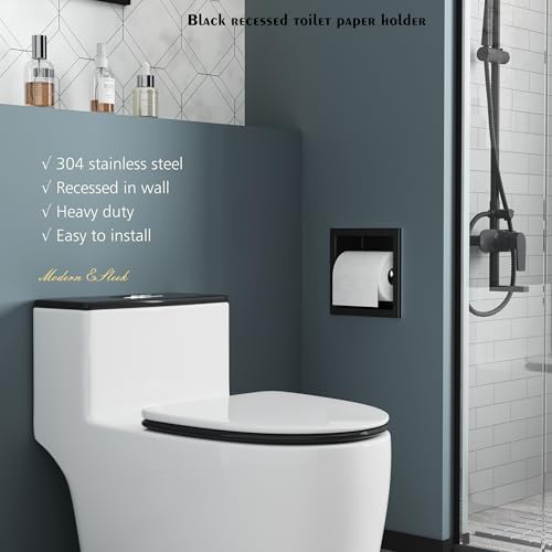 Neodrain Recessed Toilet Paper Holder, Matte Black Toilet Paper Holder Built-in, Stainless Steel Recessed Tissue Paper Roll Holder, in Wall - color: Matte Black, size: 6X6In