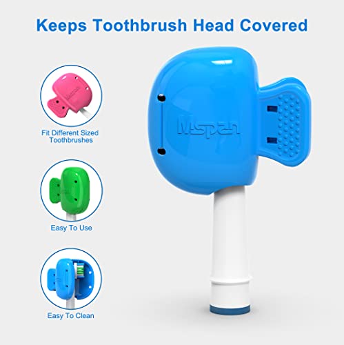 Mspan Toothbrush Protector Clip Pod: Tooth Brush Head Pods Compatible with Oral-B Philips Colgate for Manual & Electric Toothbrush - 2 Packs - color: Dark Pink, Blue, size: 2 Count (Pack of 1)
