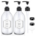 16 oz Clear Glass Soap Dispenser with Pump, Glass Pump Bottle for Lotion Body Oil, 500ml Hand and Dish Soap Dispensers Set with Storage Caps, Labels - 2 Pack - color: Clear
