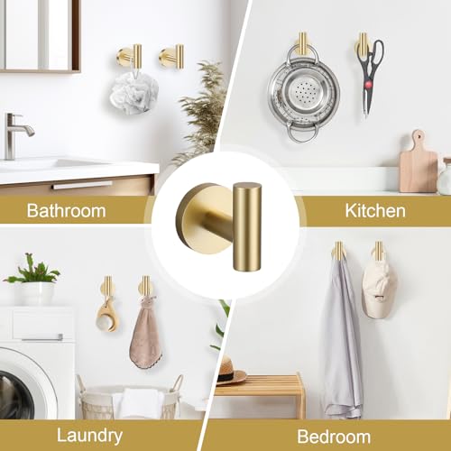 Brushed Gold Bathroom Hardware Set, 5 Pieces Gold Towel Bar Bathroom Accessories, Upgraded Toilet Paper Holder with Shelf Set, 23.6 Inch Towel Rack Towel Holder for Bathroom Wall - color: Brushed Gold, size: 5 Pieces B