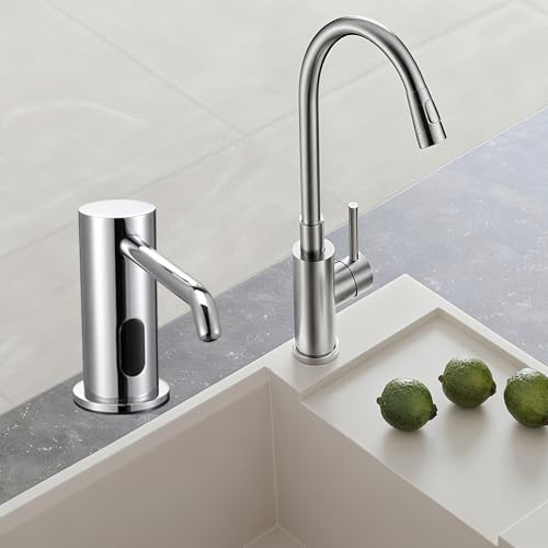 Touchless Automatic Soap Dispenser Built-in Sink Electric Soap Dispenser for Kitchen Bathroom Commercial Home Use, Infrared Sensor with 33.81oz/1000ml Bottle Pump, Chrome - color: Liquid-chrome