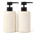 YMXYJM 2pcs/Set Hand Soap Dispenser Sets - 10.8oz Refillable Resin Liquid Soap Dispensers with Rust-Proof Pump for Bathroom Countertop or Kitchen, Faux Travertine - color: Faux Travertine