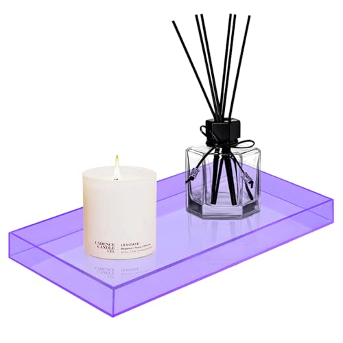 ROYALITA Acrylic Tray Bathroom Tray for Countertop, Guest Towel Holder Tray for Napkin Perfume Jewelry Makeup, Vanity Trays for Soap Dispenser, Aromatherapy, Cup & Candle, Purple - color: Purple