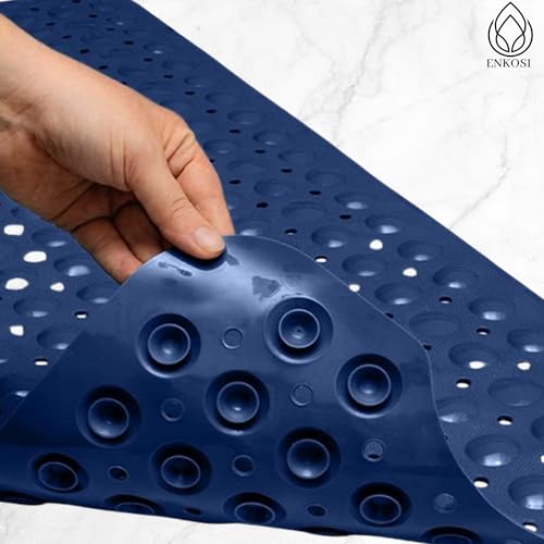ENKOSI Bath Mat - Large Non Slip Bathtub & Shower Mat - Extra Long 40 x 16 Inch Bathroom Mats for Tub Nonslip Anti Slip Bathmats (40x16 Navy 1-Pack) - color: Navy Blue