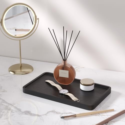 VERTORGAN Bamboo Serving Tray,9.8x5.9 Inch Decorative Trays Platter for Coffee Table,Living Room,Bar,Party,Mini Charcuterie Boards Cheese Board,Home Decor（Black） - color: Black, size: 9.8" x 5.9" x 0.6"