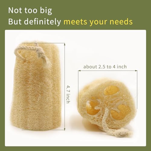 4.7" Natural Loofah Exfoliating Body Scrubber(4Pack),Real Luffa Sponge for Women and Men in Shower - color: 4pack4.7"