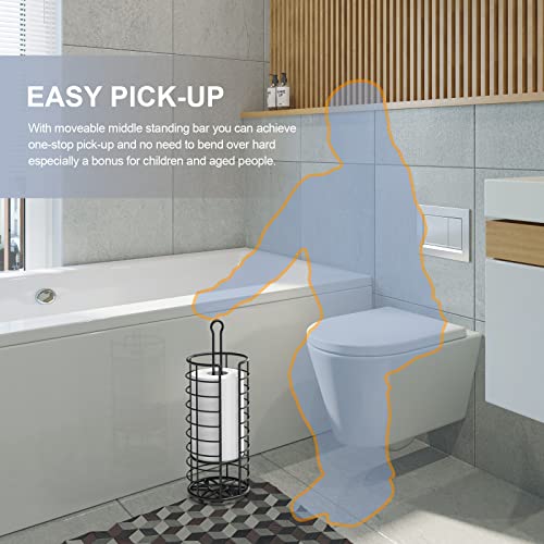 Toilet Paper Holder Stand, Freestanding Bathroom Toilet Paper Organizer, 3 Mega Roll Toilet Paper Holder for Under Sink, Vanity, Cabinet Shelf (Black) - color: Black