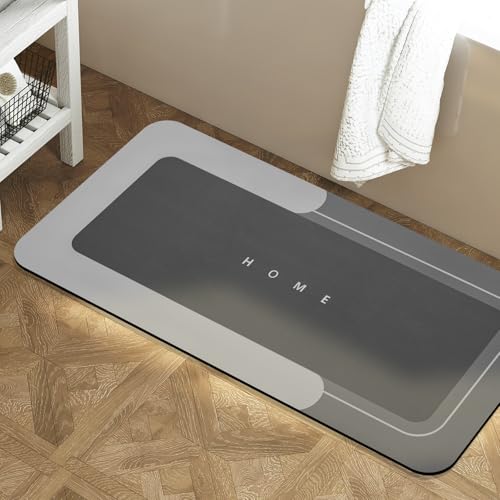Housego Absorbent Bath Mat Magic Rug, Quick Drying Magic Bath Mat Non-Slip Floor Rug Rubber Backed for Bathroom Kitchen Shower Sink, Water Absorbent (1PC, 16.93''x34.65'', Dark Gray) - color: Dark Gray, size: 1'5" x 2'11" (Rectangular)